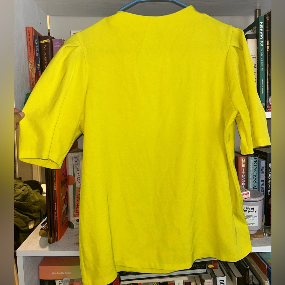 Calvin Klein High neck pleated puff sleeve blouse